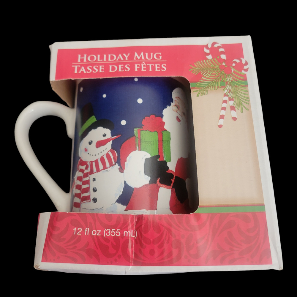 Vintage New Christmas Holiday Mug Cup Greenbrier International Santa Snowman - Picture 5 of 8